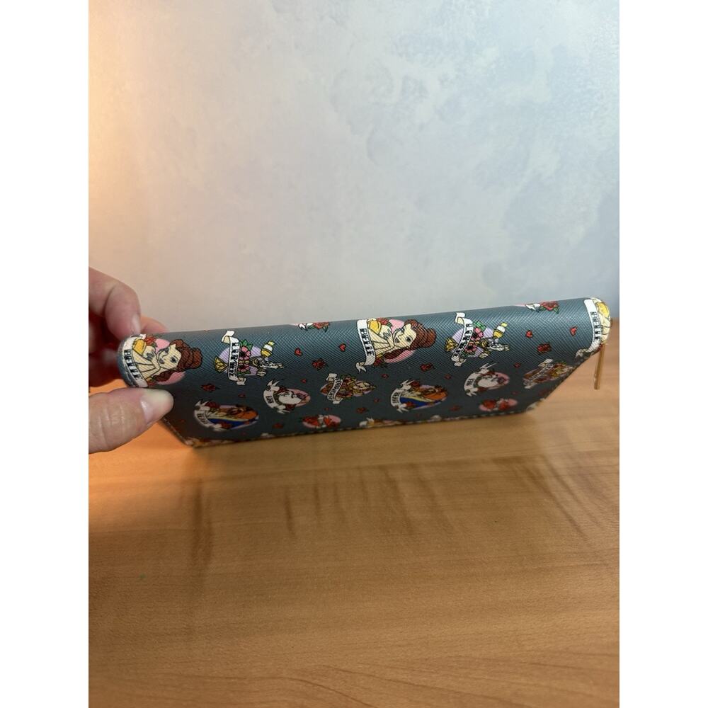 Disney Beauty And The Beast Zip Around Clutch Tattoo Style Print 8x4” - Picture 4 of 7